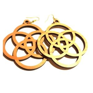 Jewelry, Cherry Wood Circles Drop Earrings
